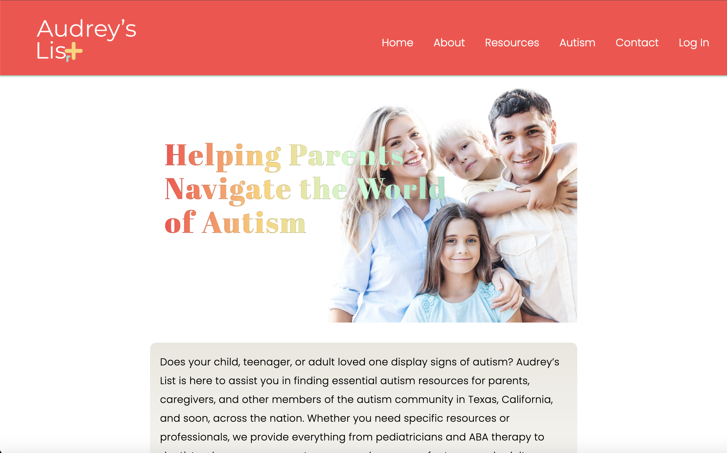 Audrey's List homepage