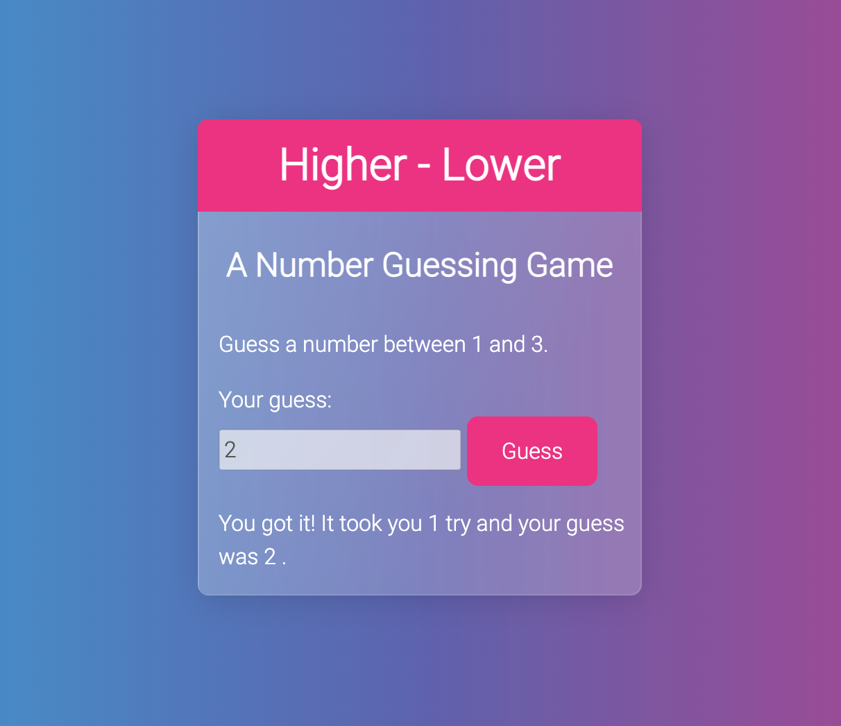 Higher - Lower Game
