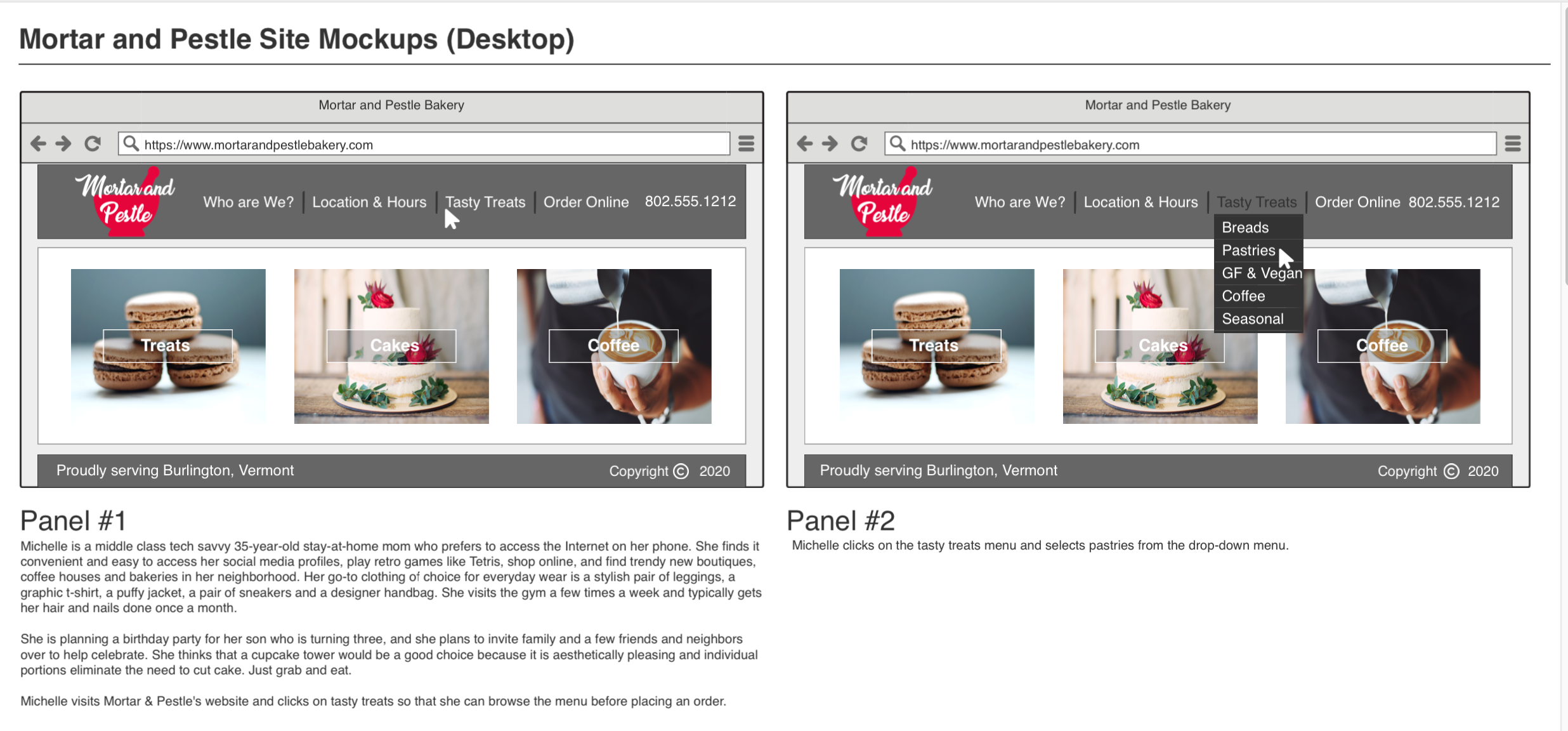 Mortar and Pestle wireframe panels 1 & 2